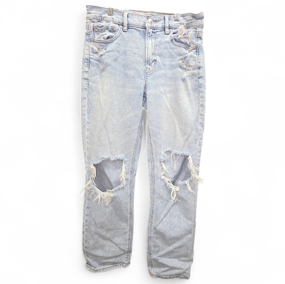 American Eagle Outfitters Distressed Super High Rise Ankle Straight Jeans Size 6 - Picture 2 of 11